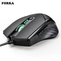 FORKA เงียบคลิกสายเมาส์สำหรับเล่นเกม6ปุ่ม USB ใบ้ LED O Ptical เคเบิ้ลเหมาะกับการทำงานหนูเมาส์คอมพิวเตอร์สำหรับแล็ปท็อปพีซี Gamer