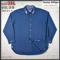 Tommy Hilfiger®แท้ อก 50 ไซส์ 3XL เสื้อเชิ้ตผู้ชาย ทอมมี่ ฮิลฟิกเกอร์ สีกรม เสื้อแขนยาว เนื้อผ้าดีสวยๆ