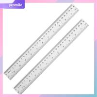 YESMILE 2 Pcs ชุดเซ็ต ไม้บรรทัดตรงตรง โลหะสำหรับตกแต่ง เหล็กไร้สนิม เครื่องมือวัดขนาด ภาพวาดเพ้นท์ ตาชั่งขนาด ไม้บรรทัดโลหะสำหรับตกแต่ง ออฟฟิศสำหรับทำงาน