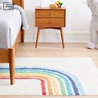 〖Queena carpet〗พรมขนนุ่มสีรุ้งสำหรับห้องเด็ก,เสื่อสำหรับเล่นเพาะชำขนสีขาวพรมเช็ดเท้ากันลื่นตุ๊กตาเด็กพรมนุ่มฟูสีรุ้งพรมเช็ดเท้าห้องเด็กสำหรับห้องนั่งเล่น