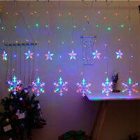 【จัดส่งในกรุงเทพฯ】ไฟม่านตกแต่ง Curtain Decorative lights  รูปดาวหิมะ ไฟประดับคริสต์มาส ปีใหม่ หน้าต่าง กันน้พต่อกันได้ แสงวอร์ม/RGB