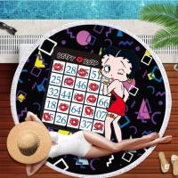 【☊HOT☊】 liguoyin Betty Boop ผ้าขนหนูชายทรงกลมสำหรับผู้ใหญ่ผ้าขนหนูไมโครไฟเบอร์น่ารัก Serviette De Plage Toalla ผ้าห่มพู่เสื่อทอชายหาด