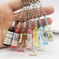 Cute Novelty Resin Beer Wine Bottle Keychain for Women Car Keyring Bag Ornaments Accessions Jewelry Girl Gifts