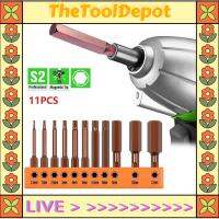 TheToolDepot DOSB 11ชิ้น65มม. ประเเจจของ Hex Allen Set Mata Bor 1.5 12มม. ไขควงเมตริก S2เหล็กหกเหลี่ยม1/4อะแดปเตอร์บล็อกหัวน็อต