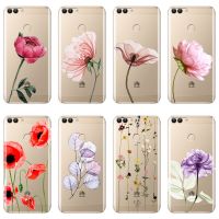 【Shell set]สำหรับ Huawei P8 P9 P10 P20 Lite Pro Plus 2017 P สมาร์ทซิลิโคน Rose ดอกไม้สีชมพูสีแดงสำหรับ Huawei P9 Lite Mini Case