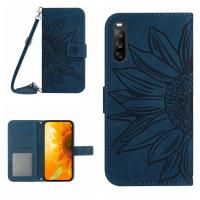 สำหรับ Sony Xperia 10 IV Skin Feel Sun Flower แบบหน้ังกลับมือถือสายคล้องแบบมีเคส