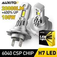 AUXITO H7เทอร์โบไฟหน้ารถ100W 20000LM,ไฟ LED ขนาด1:1หลอดไฟไฟฉายคาดศีรษะ LED ไฟฉายคาดศีรษะขนาดเล็กไร้สายพร้อมพัดลม6500K 2ชิ้น