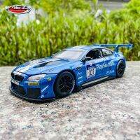 MSZ 1:24 BMW หุ่นอัลลอยแข่ง GT3 M6เด็กรถของเล่นหล่อตายและรถของเล่นเสียงและเบาดึงถอยหลังเด็กผู้ชายของขวัญคอลเลกชัน