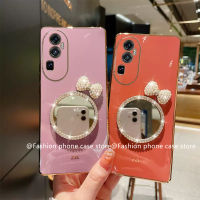 Phone Case เคส OPPO Reno10 Pro + Plus 5G OPPO A78 NFC 4G เคสซิลิโคนนิ่มป้องกันการตกพร้อมไทโบว์ติดมุกกระจกแต่งหน้า2023ขายดี