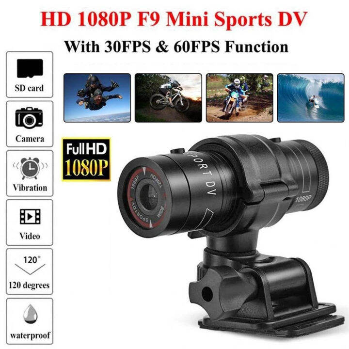 กล้องแอคชั่นขนาดเล็ก-f9-hd-1080p-หมวกกันน็อคมอเตอร์ไซค์จักรยานขนาดเล็กกันน้ำสำหรับกีฬากลางแจ้งกล้องบันทึกวิดีโอ-dv-สี-สีดำ