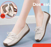 รองเท้าตุ๊กตา DOSREAL สำหรับผู้หญิงรองเท้าหนังแท้เกาหลี Sepatu Slip On ขายดีที่สุดโบว์รองเท้าโลฟเฟอร์ขนาดใหญ่35-44สีดำรองเท้าส้นเตี้ยไปโรงเรียนสำนักงานของผู้หญิง