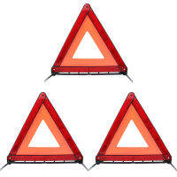 3Pcs Excellent Safety Triangles Non-slip Emergency Lightweight Folding Safety Warning Triangles for Vehicles