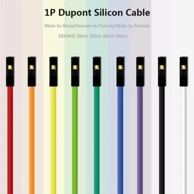 20pcs 1P Super Soft Silicon Dupont Cable For Arduino 10cm 20cm 30cm 2.54mm Pitch Male Female Dupont Jumper Wire 26AWG Gold Plate