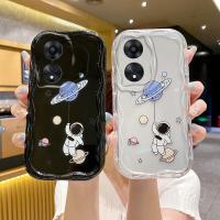 Supeso เคสดีไซน์ใหม่8T 5G สำหรับ Oppo Reno สีดำลายการ์ตูนนักบินอวกาศดาวเคราะห์เป็นลอนใหญ่ซิลิโคนป้องกันการตกหล่นเคสโทรศัพท์แบบใสแบบนิ่ม