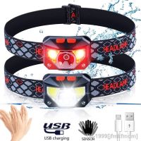 ❒✕✺ USB recarregável farol com 8 modos sensor de movimento xpe cob farol impermeável camping pesca corrida