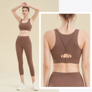 Bộ Đồ Tập Yoga Gym MZ-25 Áo Croptop Móc Cài Có Mút Lót Quần Lửng Thun Poly