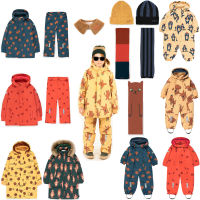2021Kids Clothes Set 2021 TC Boys Girls Winter Coat Pants Rompers Tiny Baby Cotton Hooded Coat Overall Children Knitted Hat Scarf