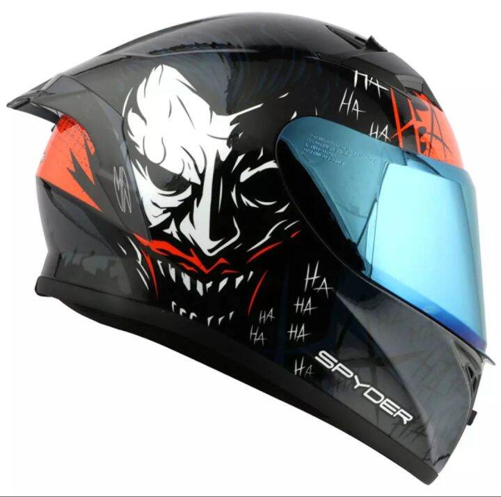 SPYDER FULL FACE JOKER SERIES PHOENIX BLACK AND BLUE HELMET | Lazada PH