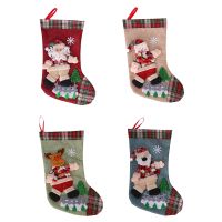 Christmas Stockings - 4 Pack Plaid Classic Large Christmas Stockings for Family Christmas Holiday Party Decoration