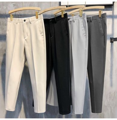 🚩สินค้าใหม่ 🚩พร้อมส่ง GMPM0022 กางเกงผู้ชาย 9 ส่วน ทรงกระบอกเล็ก กางเกงสแล็คผู้ชาย กางเกงสีพื้น Color. Black. Gray Size.28-36 กางเกงใส่ทำงาน