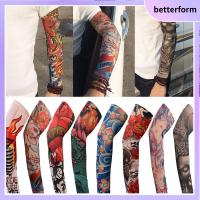 BETTERFORM 1Pcs ชุดกีฬา วิ่ง กีฬากลางแจ้ง บาสเกตบอล ฤดูร้อนเย็น ที่คลุมแขน ป้องกันแสงแดด รอยสักแขนแขน แขนเสื้อลายดอกไม้