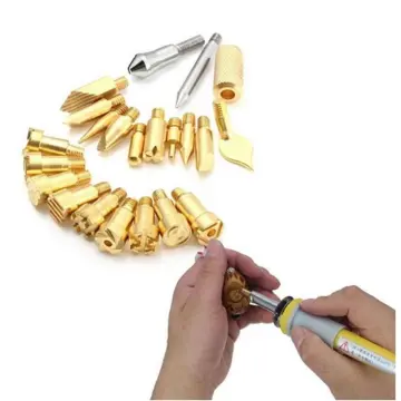 28pcs Alphabet Branding Template Copper Easy Install Round Letter Wood  Burning Tip Kit Carving Craft Soldering Iron Hand Tool