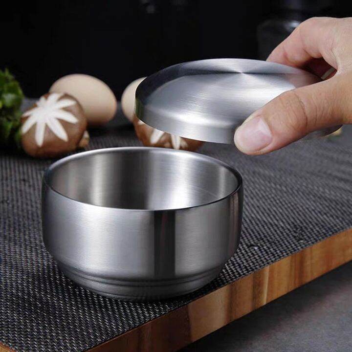 304-korean-stainless-steel-double-rice-bowl-with-lid-soup-bowl-steamed-rice-bowl-anti-scalding-child-small-bowl-korean-cuisine