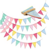 Pack of 5 with 12 pennant chains jute burlap bunting banner outdoor decoration for wedding party Christmas birthday party Banners Streamers Confetti