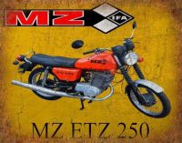 แผ่นโลหะประดับผนังโปสเตอร์ดีบุกโลหะสำหรับรถจักรยานยนต์ Mz Etz 250 DR