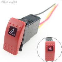 Waterproof 3Pins SPST ON/OFF 24V/12V Red LED Lighted Emergency Hazard Warning Flash Light Car Rocker Switch with Wire Connector