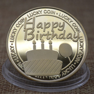 ป้ายสุขสันต์วันเกิด เหรียญเงินและทองชุบ เหรียญที่ระลึก ป้ายโลหะนูน เหรียญโชคดี เหรียญวันเกิด-kdddd