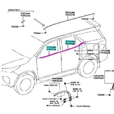 คิ้วรีดน้ำเส้นนอก Toyota Fortuner ทุกรุ่น ( Toyota แท้ศูนย์ 100% ) ปี 2005 - 2021
