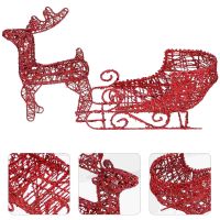 House Christmas Elk Ornaments Outdoor Tabletop Decor Xmas Holiday Party Iron Desktop Sleigh