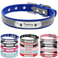 【LZ】 Custom Leather Dog Cat Collar Personalized Rhinestone Puppy Collar Engraved Pet Collars for Small Medium Dogs Pitbull Yorkie