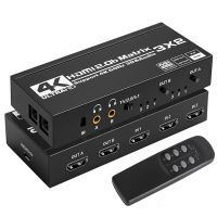 【DT】3x2 HDMI Matrix Switcher Audio Extractor 4K 60Hz HDMI Switch Splitter 3 in 2 out with SPDIF 3.5mm Audio Scaling Out HDR HDCP2.2  hot