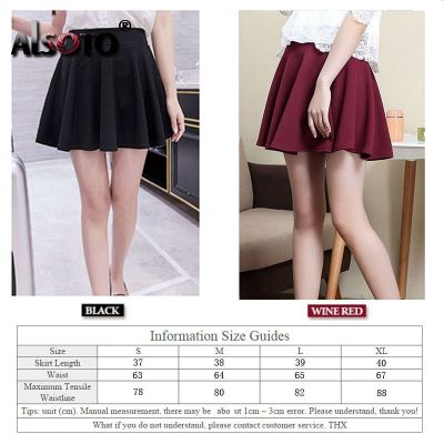 ‘；’ ALSOTO Summer And Winter Skirt For Women Fashion Skirts Womens High Waist  Mini Faldas Jupe Black And Red Saia Pleated Skirt