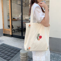 27192 Ins Gentle Flower Cotton Bag Single Shoulder Canvas Bag Large Capacity Female Backpack Bags Daily Matching Bag