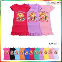 COD DTRUTYUYTUU 2022 Summer New PAW Patrol Girls Dress Anime Cartoon Print Casual Short Sleeve Pajamas Dress Fashion Kids Homewear