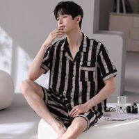 Fast Shipping Pajamas MenS Summer Beltin Short Sleeve Shorts Young Students Can Wear Home Clothing