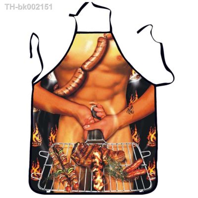 ♙✈☫ BBQ Male Grilled Sausages Avental Funny Cooking Apron Joke Dinner Kitchen Woman Men Funny Bar Party Apron Wedding Apron WQ300