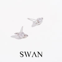 SWAN - MM Stud Earring ต่างหูเงินแท้ ติดหู ฝังเพชรคิวบิกเซอร์โคเนีย cubic zirconia