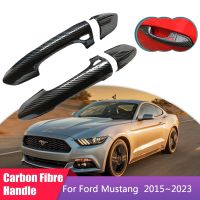 For Ford Mustang 6 MK6 S550 2015~2023 2016 2017 2018 2019 Carbon Fiber Door Handle Cover Car Protective Essories Sticker Trim