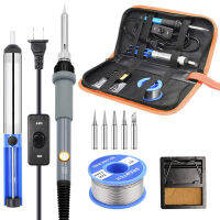 Soldering Iron Kit Adjustable Temperature 220v 60w Solder Welding Tools Ceramic Heater Soldering Tips Desoldering Pump