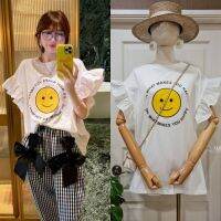 เสื้อยืดSmileyแขนระบาย?ใส่เป็นมินิเดรสได้?ทางโอเวอร์ไซส์น่ารักมาก❤️งานU2