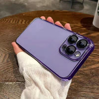 332.การชุบด้วยไฟฟ้า Case for iPhone  14 Pro Max 14plus 11 pro max 12 13 pro max เคส แก้วการป้องกันเลนส์ โปร่งใส กันกระแทก เคสสำหรับไอโฟน