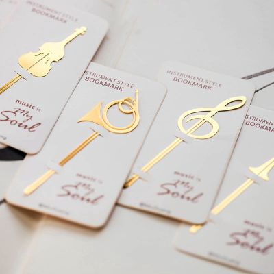 New Kawaii Cute Gold Musical Instruments Metal Book Markers Bookmark For Books