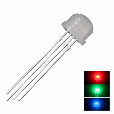 ✻☸● 10Pcs 8mm Fog Diffused RGB LED Diode Lights 4Pins Common Cathode/Anode Straw Hat Electronics Components Light Emitting Diodes