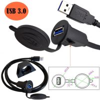 USB3.0 Cable USB Male to Female Car AUX Mount Flush Panel Extension Cable for Car Truck Boat Motorcycle Dashboard 1m/2m