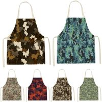 New Camouflage Style Apron Household Cleaning Pinafore Pinafore Splicing Pattern Sleeveless Cotton Linen Aprons Custom Apron Bib