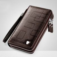 Men Fashion Genuine Leather Cowhide Wallet Phone Case Zipper Clutch Purse Handbag Bank Credit ID Card Holders Coin Pocket Bag